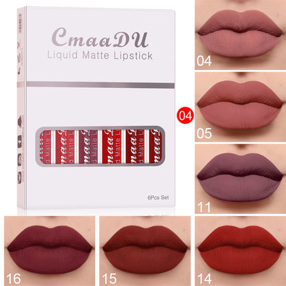 6 Boxes Of Matte Non-stick Cup Waterproof Lipstick Long Lasting Lip Gloss - EraEase