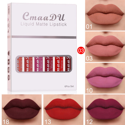 6 Boxes Of Matte Non-stick Cup Waterproof Lipstick Long Lasting Lip Gloss - EraEase