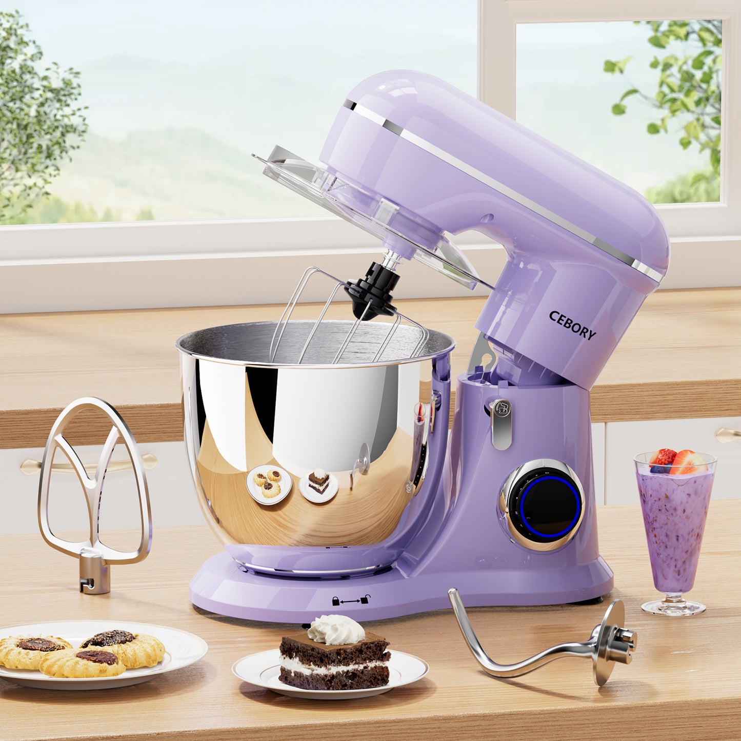 3-IN-1 660W Stand Mixer with 6.5QT Bowl - Almond Cream - EraEase