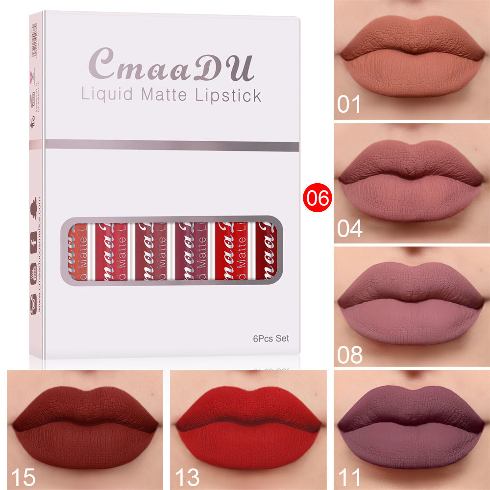 6 Boxes Of Matte Non-stick Cup Waterproof Lipstick Long Lasting Lip Gloss - EraEase