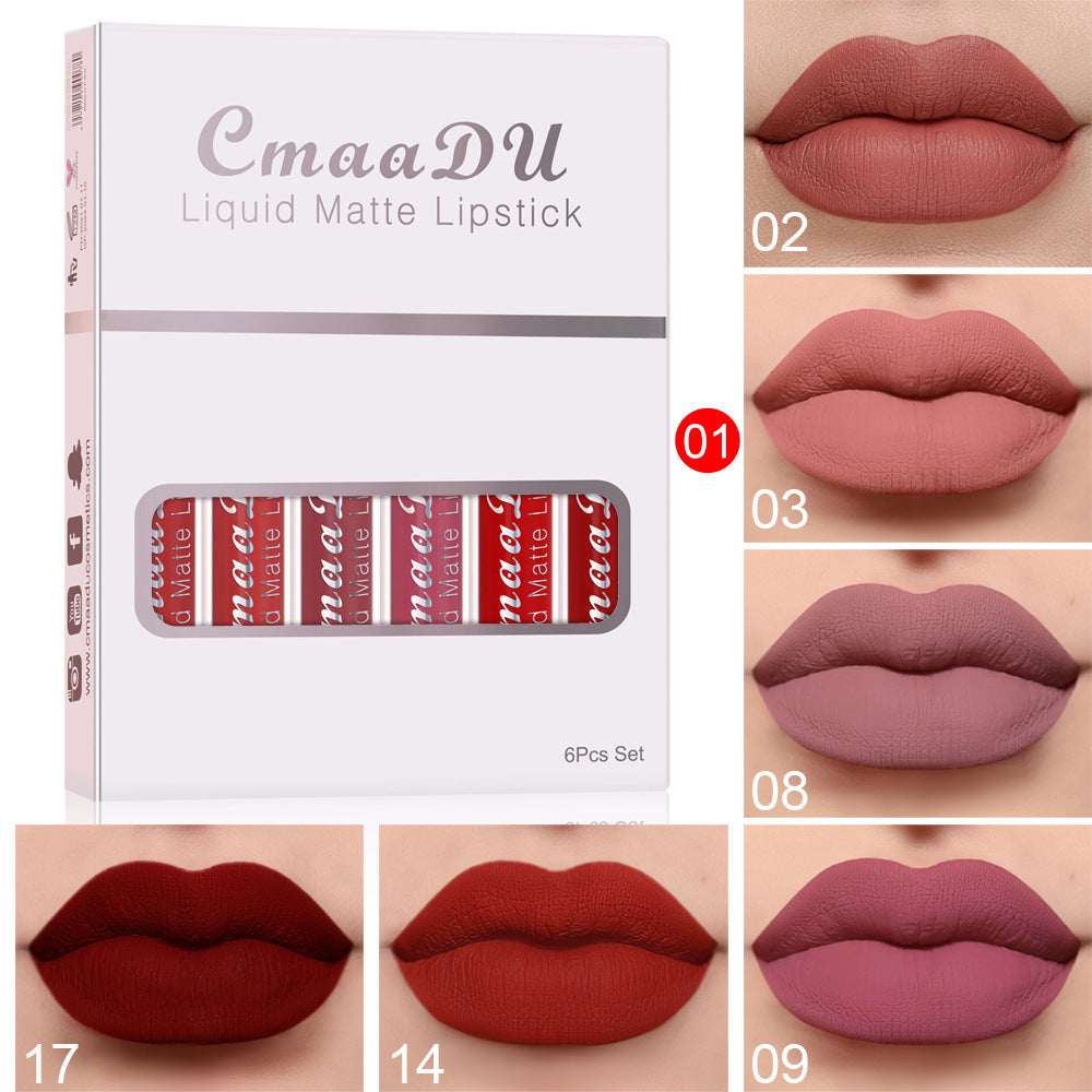 6 Boxes Of Matte Non-stick Cup Waterproof Lipstick Long Lasting Lip Gloss - EraEase